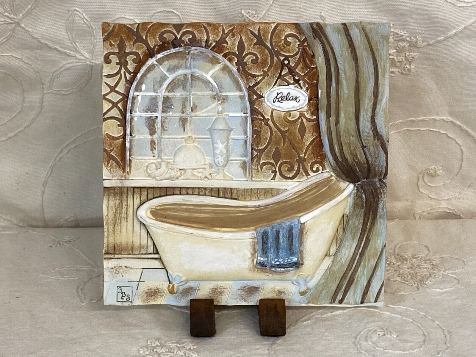 Vintage Bathroom Wall Plaque Clawfoot Tub 3D Resin Wall Plaque