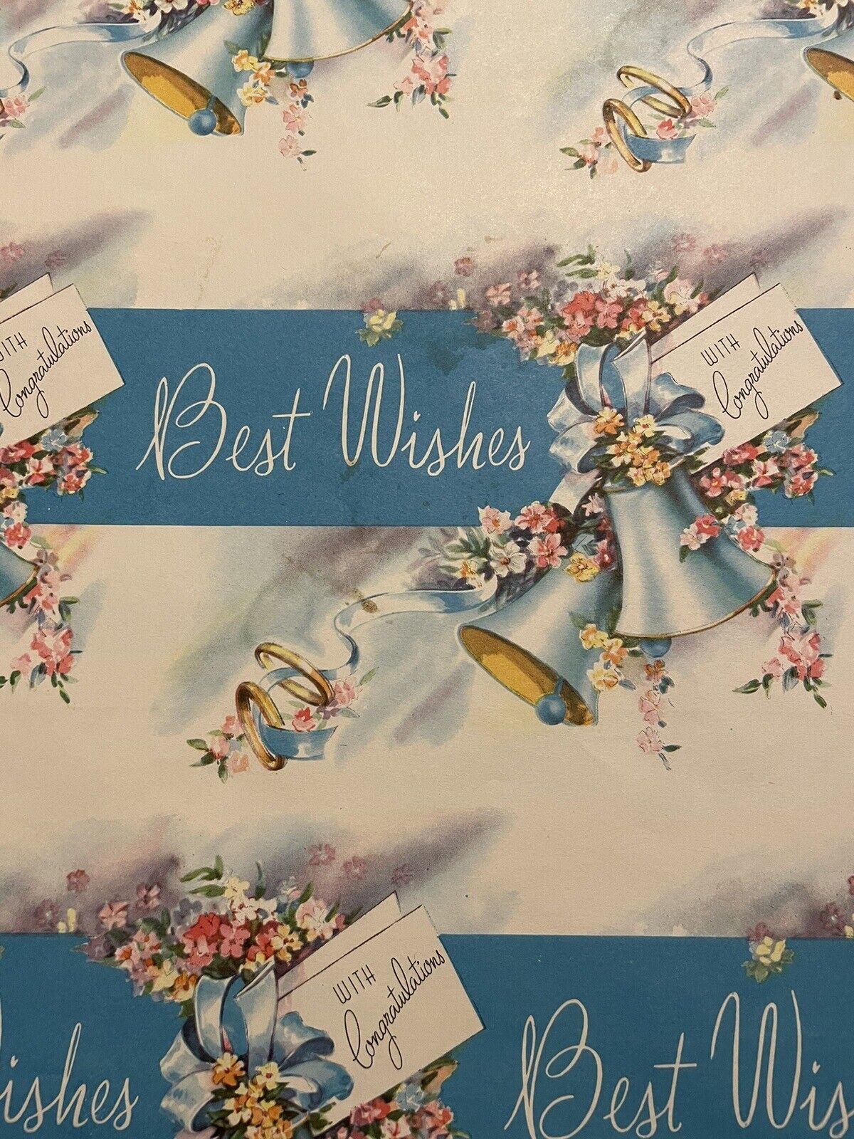 VTG BEST WISHES WRAPPING PAPER GIFT WRAP CONGRATULATIONS WEDDING