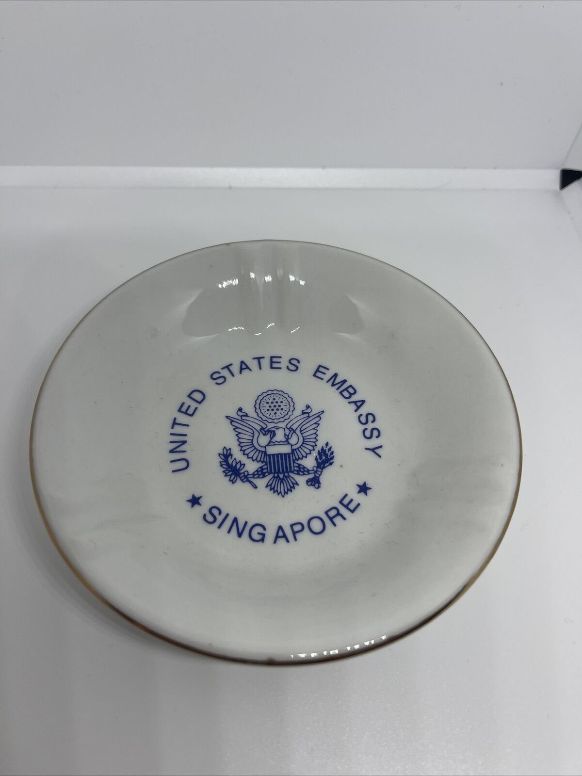 Vintage United States Embassy Singapore Ceramic Trinket Dish Or Ashtray
