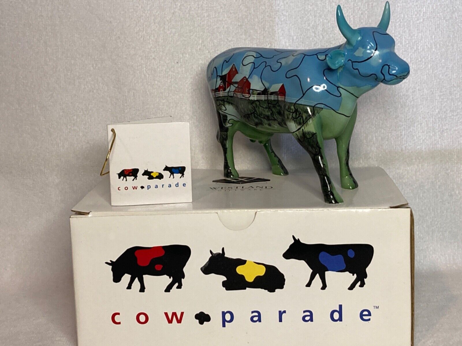 WESTLAND Cow Parade Puzzled Cow #9181 with box and tag
