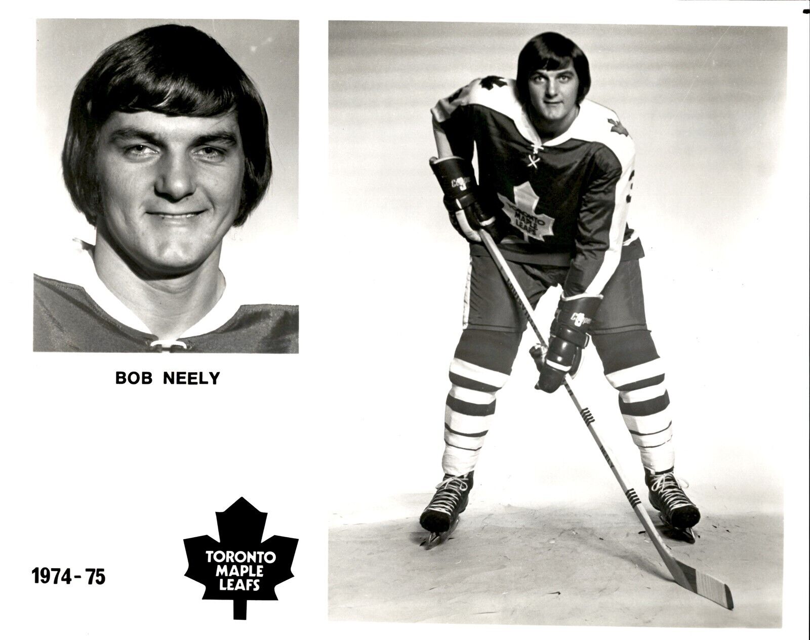 PF7 Original Photo BOB NEELY 1974-75 TORONTO MAPLE LEAFS NHL HOCKEY LEFT DEFENSE