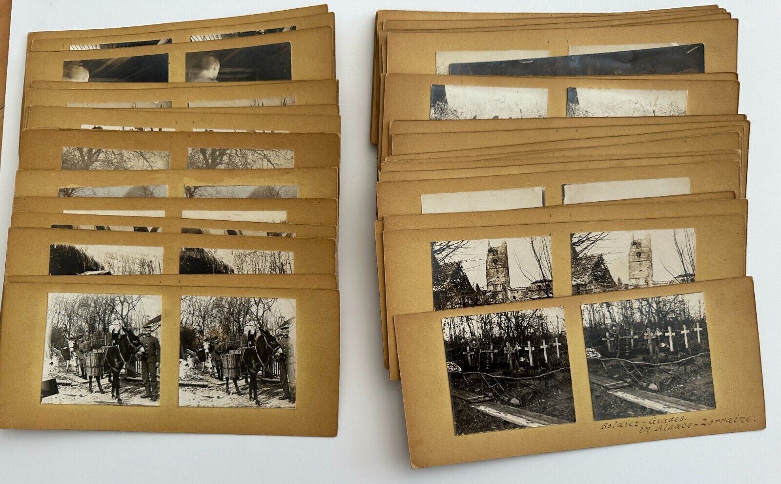 44 GERMAN WWI HOMEMADE/UNPUBLISHED STEREOVIEWS ALSACE