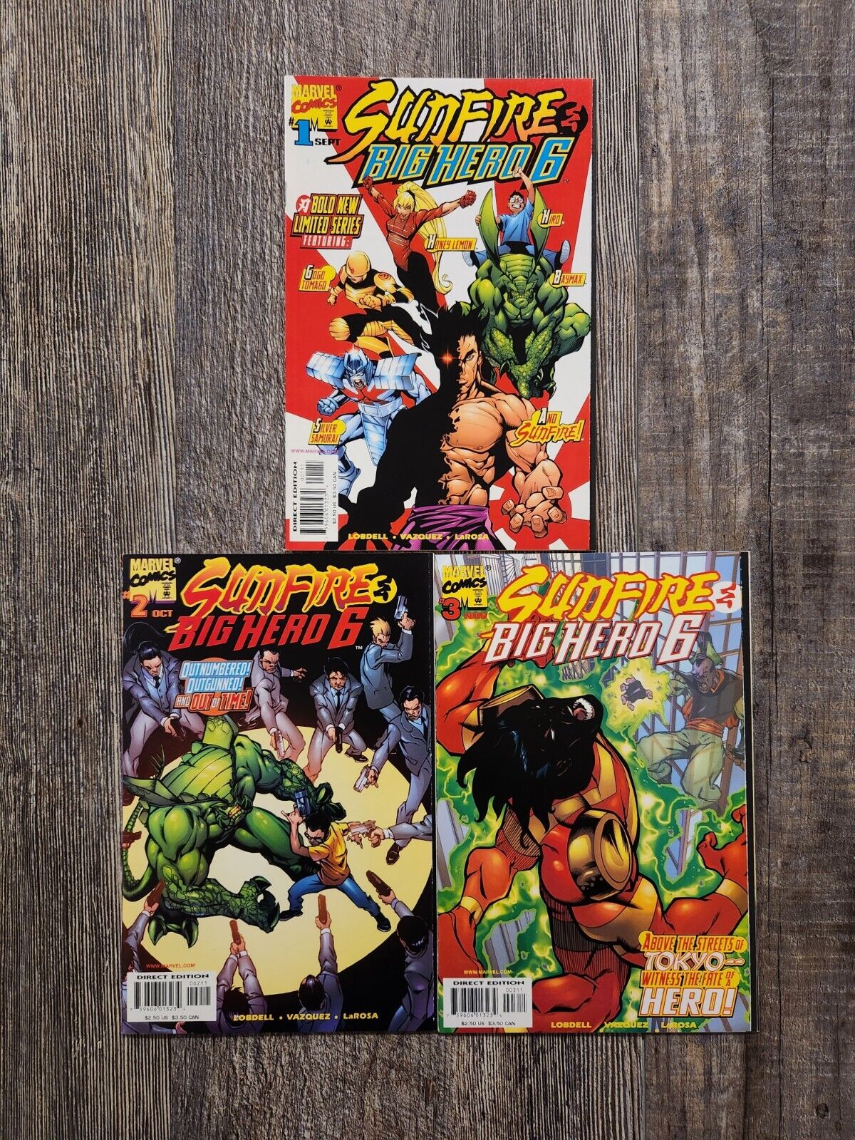 Sunfire and Big Hero Six #1, 2, 3, 1st BAYMAX Marvel Comics 1998 Complete Set 