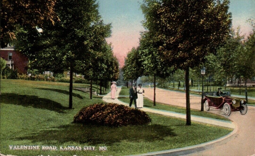 Postcard, Antique, Valentine Road, Kansas City, Missouri, Posted 1917, street