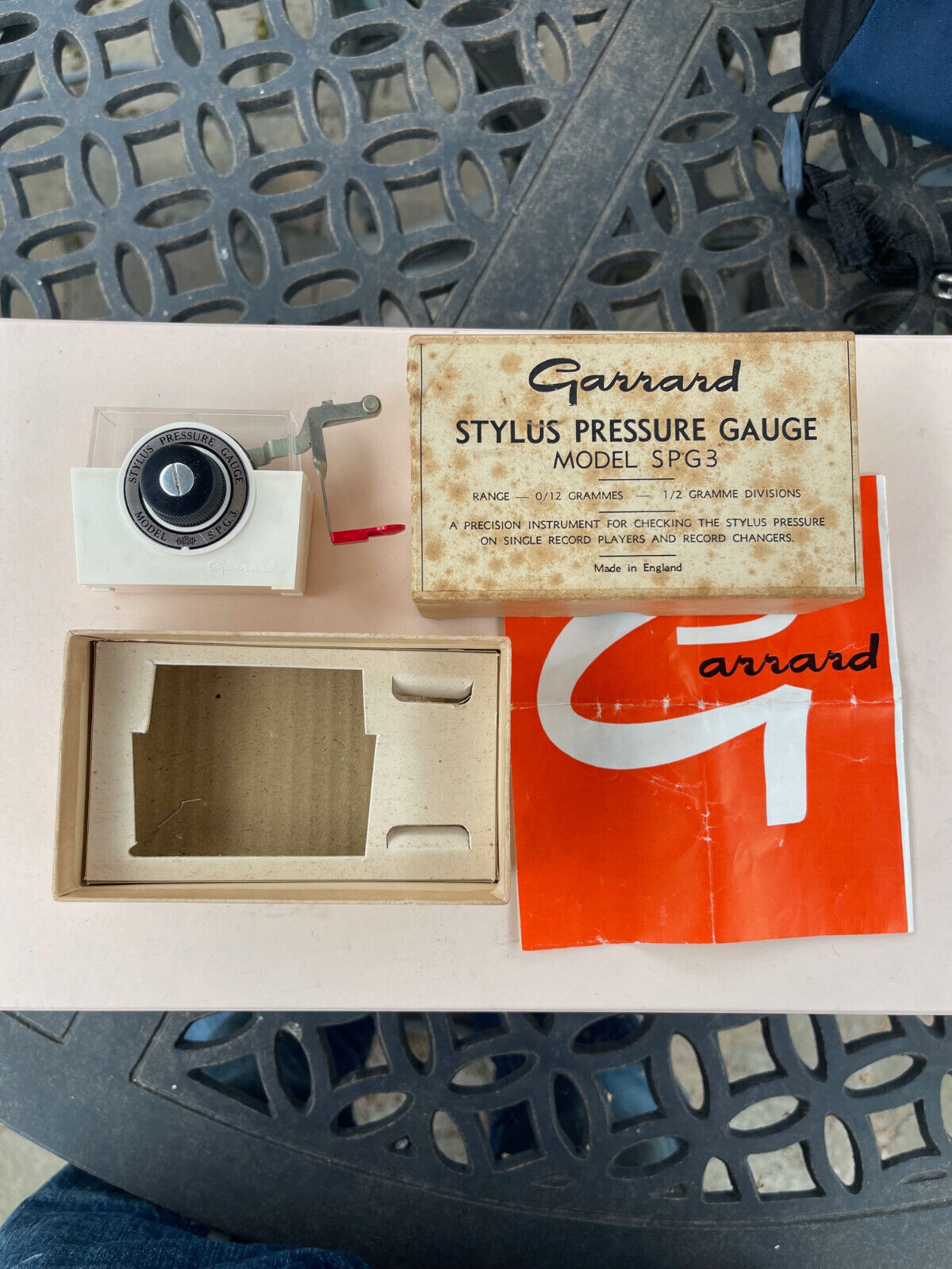 Vintage Garrard Stylus Pressure Gauge Model SPG3 Made in England w/ Original Box