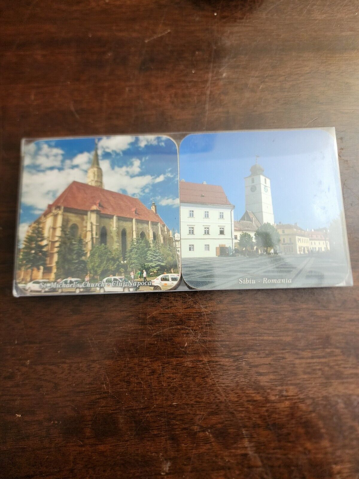 4 Coasters Vintage Romania Sibiu, Cluj-Napoca, Sighisoara, Bran Castle