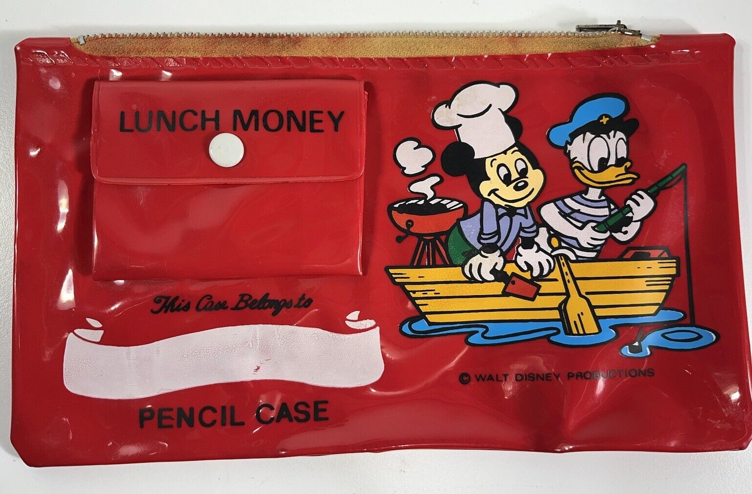 Vintage Walt Disney Productions Mickey Mouse Donald Duck Pencil Case Pouch