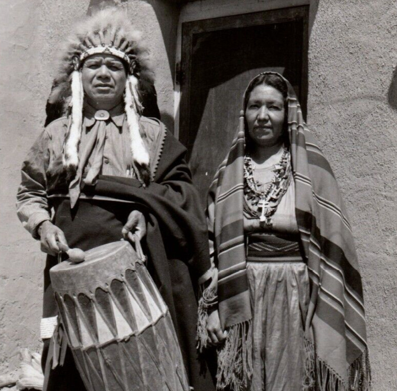 c.1940 RPPC Severa Tafoya Tewa Potter Santa Clara CA Pueblo Native American Drum