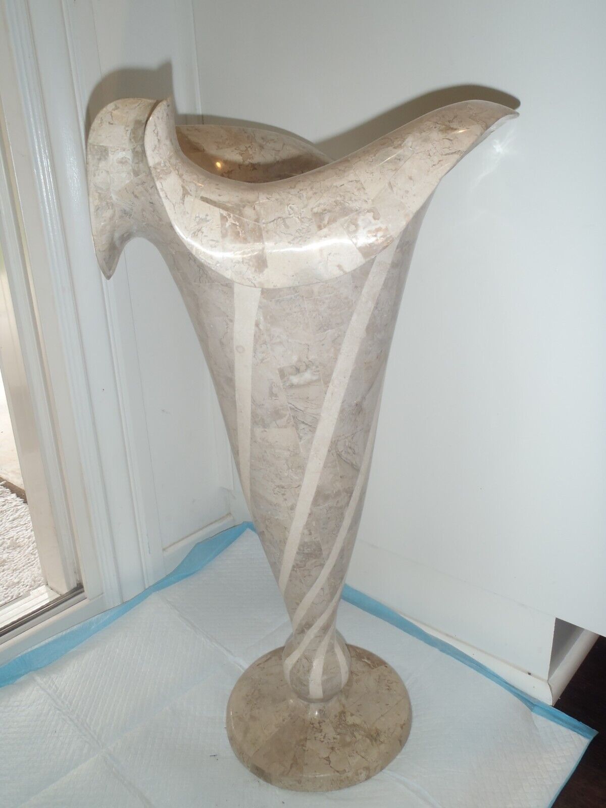 Vintage Marquis Collection of Beverly Hills TESSELLATED stone Tall Urn Vase 24