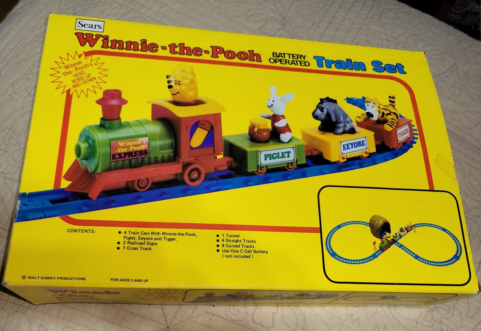 Vintage Sears 1980'S Winnie The Pooh Battery Operated Train Set In Original Box