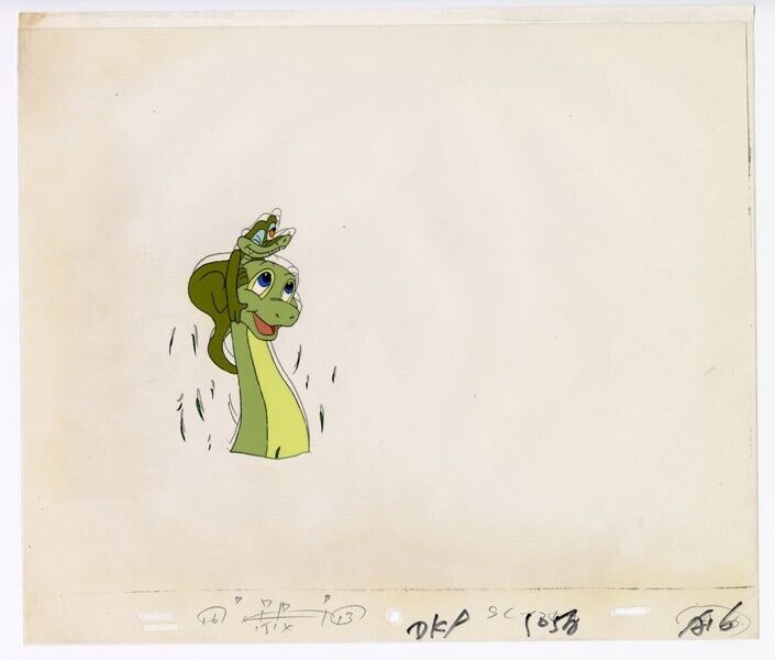 Dink the Little Dinosaur painted character animation original cel and drawing