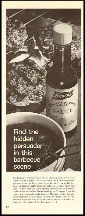 1963 vintage ad for French\'s Worcesteshire Sauce