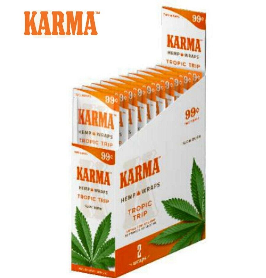 KARMA ZAGZ Natural Organic Wrap Tropic Trip Full Box 25 Pouches, 50 Wraps Total