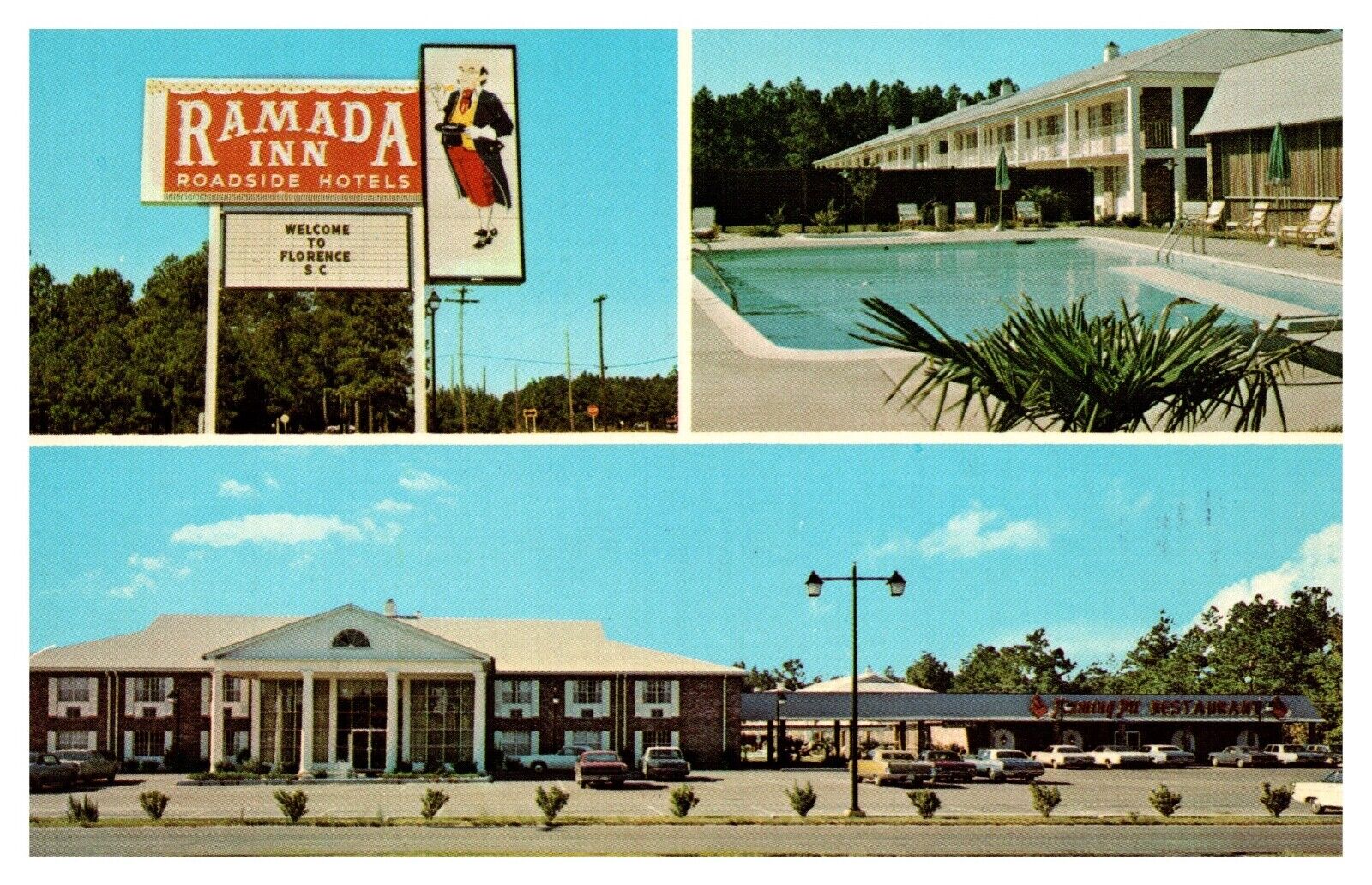Florence SC South Carolina Ramada Inn Multi-View Chrome Postcard