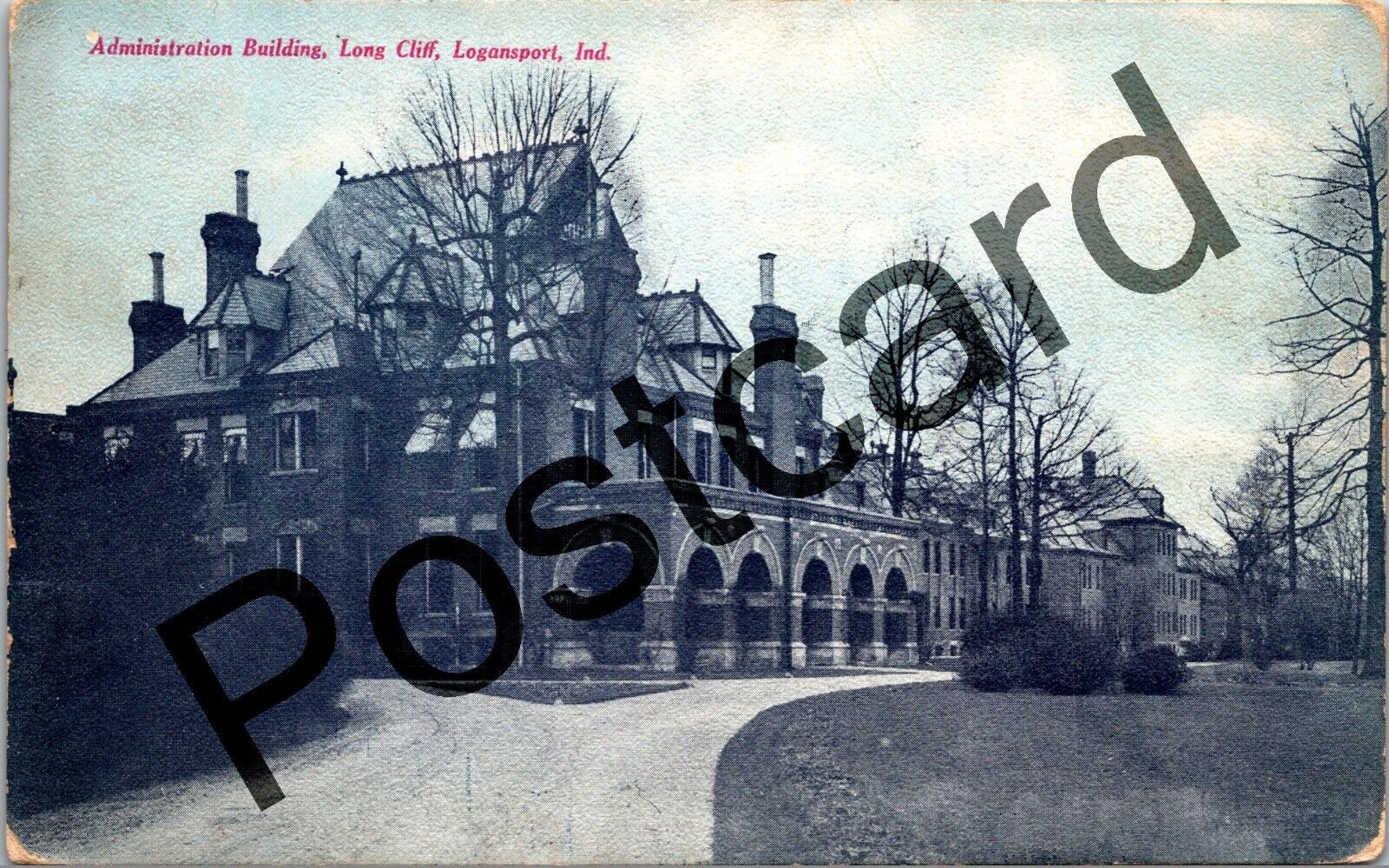 1907 LOGANSPORT IN, Admin Building, Long Cliff,  Callahan postcard jj097
