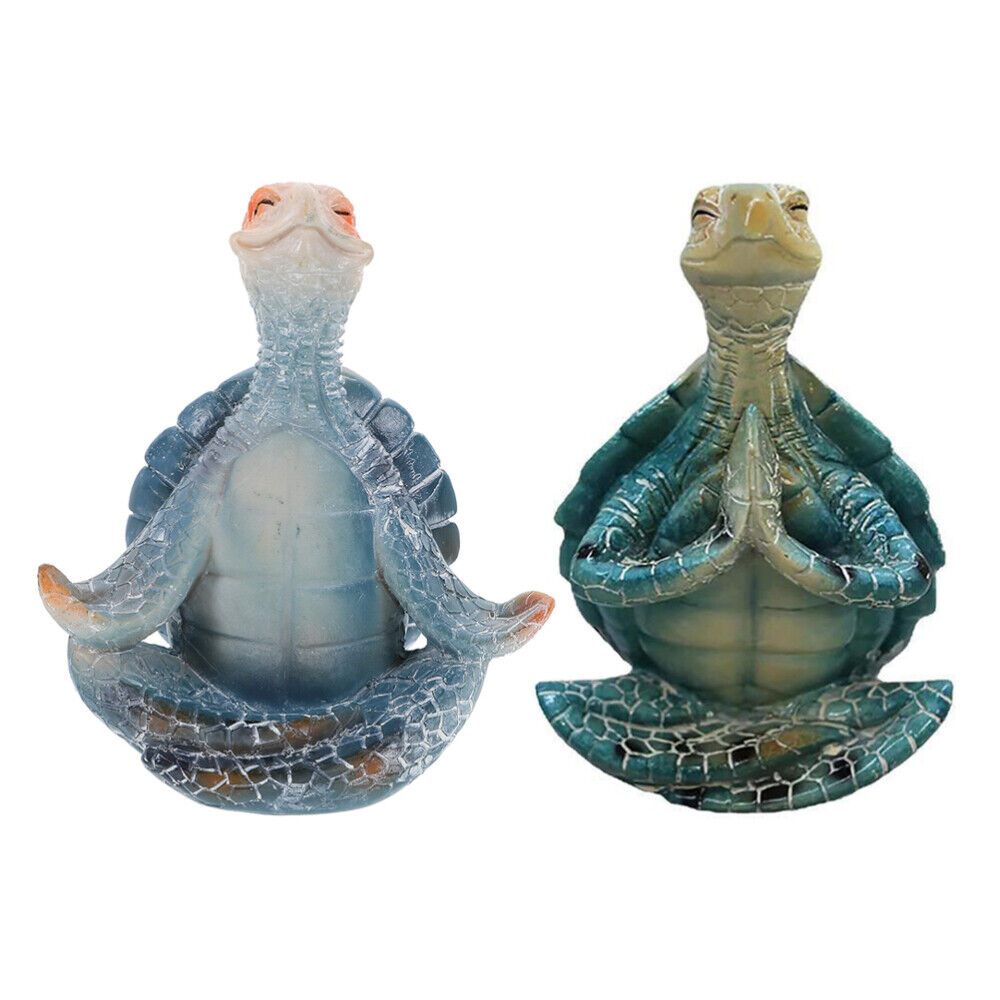 2PCS Cartoon Turtle Craft Turtle Figurine Turtle Resin Decor Garden Turtle Decor