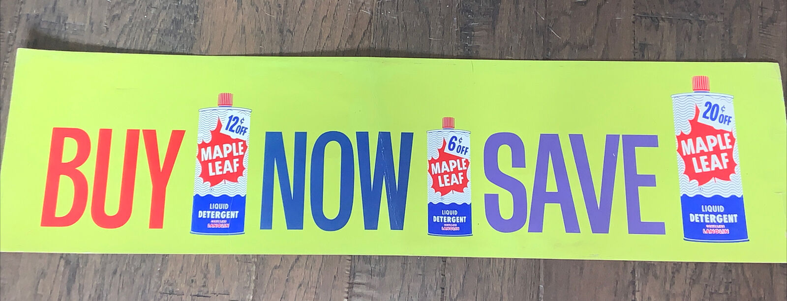 Vintage Maple Leaf Liquid Detergent Cardboard Grocery Store Sign Advertising