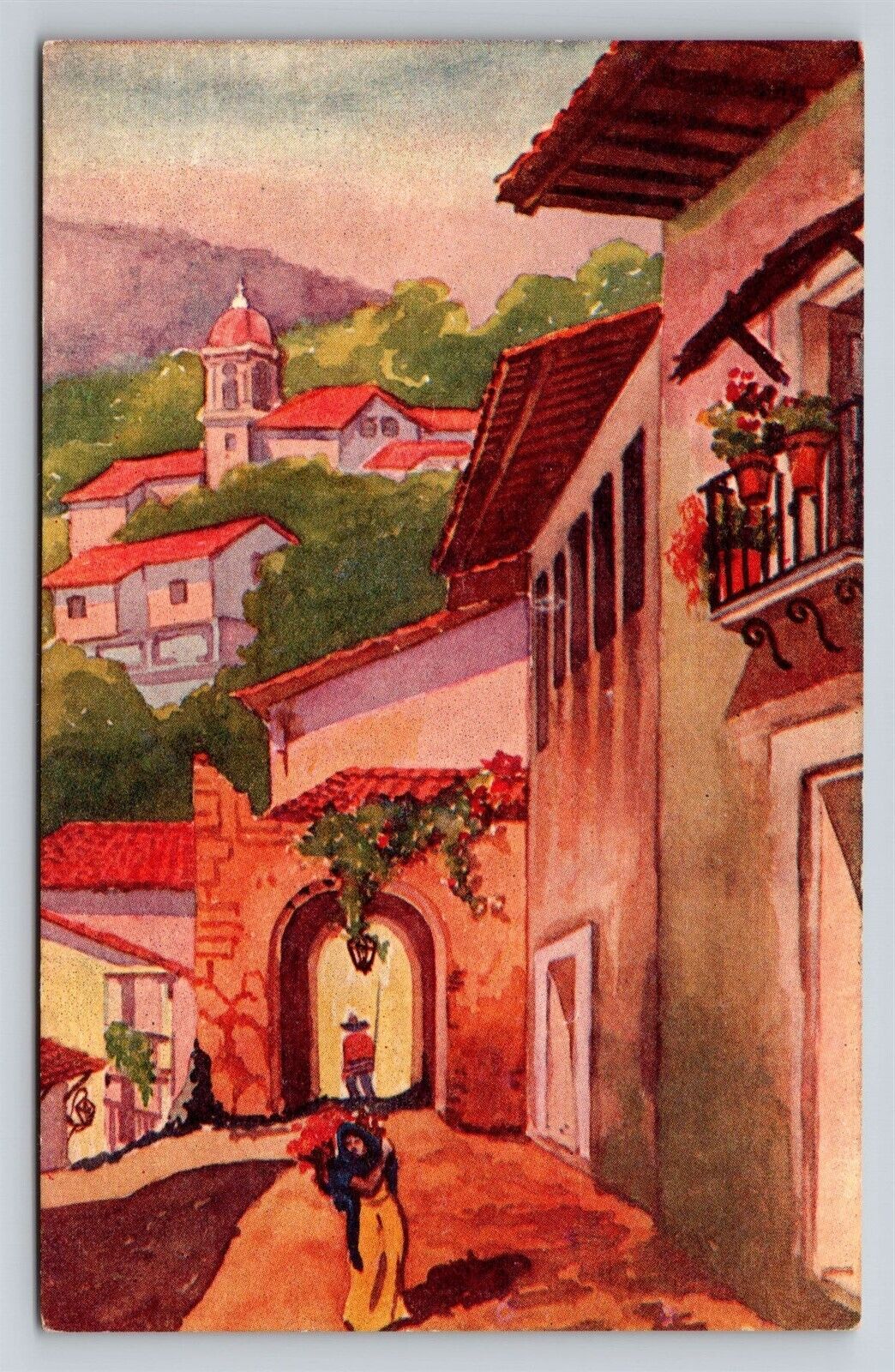 Taxco Guerrero Mexico Art Postcard Vintage View