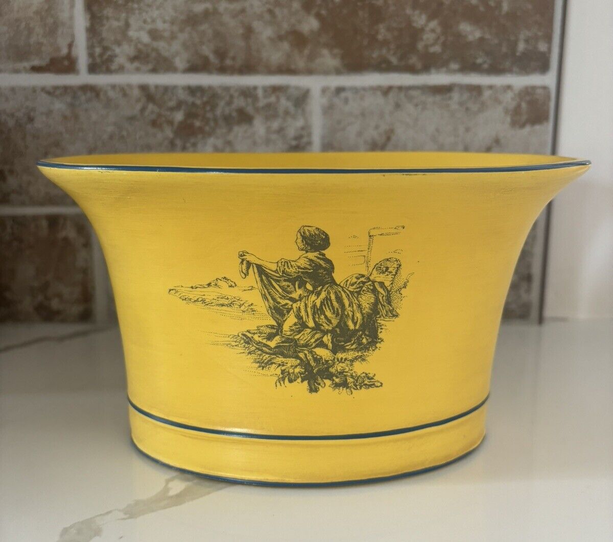 Vtg Chelsea House Cachepot Planter Italy Yellow Hand Painted French Country