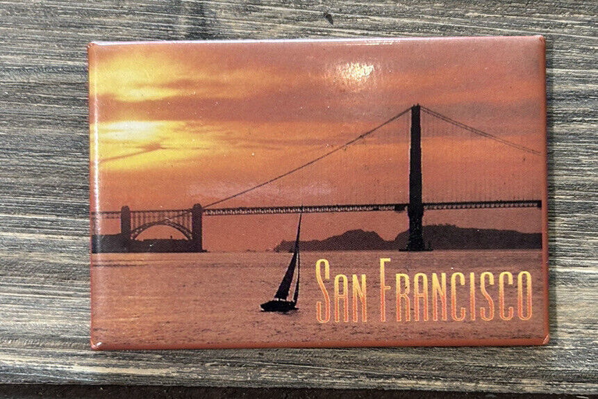 Vintage San Francisco Bridge Rectangle Refrigerator Magnet Souvenir 3” x 2”