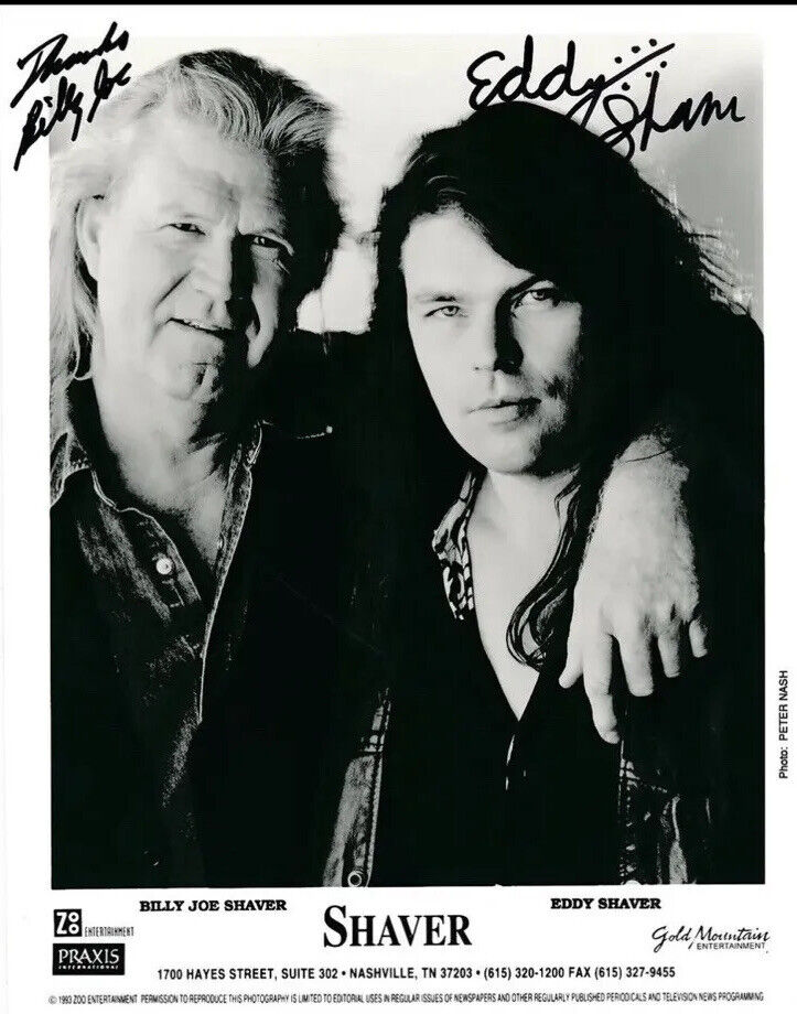 DUAL AUTOGRAPH BILLY JOE SHAVER EDDY SHAVER 8X10 PHOTO TRAMP ON YOUR STREET 1993