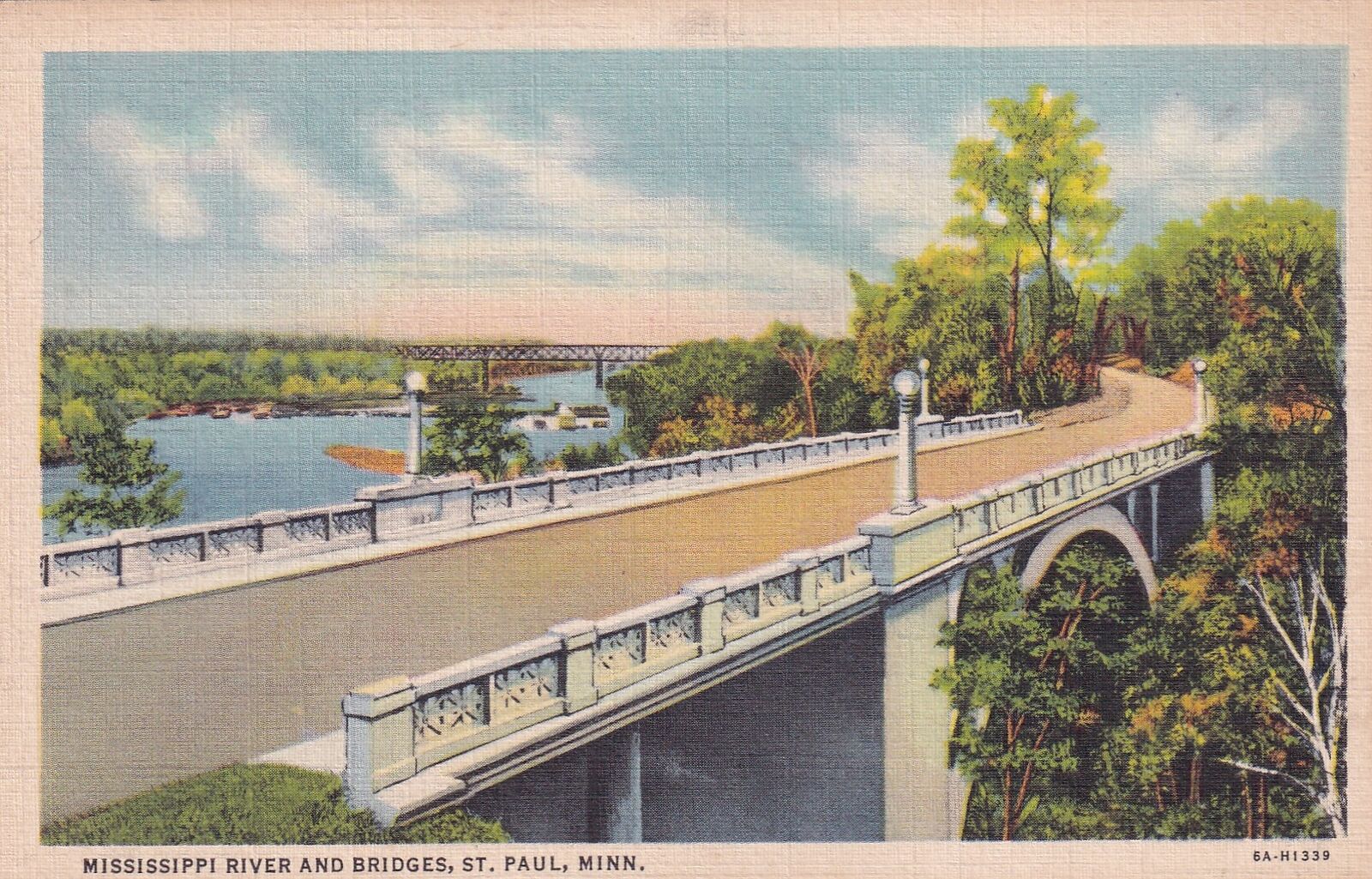 Mississippi River and Bridges St. Paul Minnesota MN Postcard C33