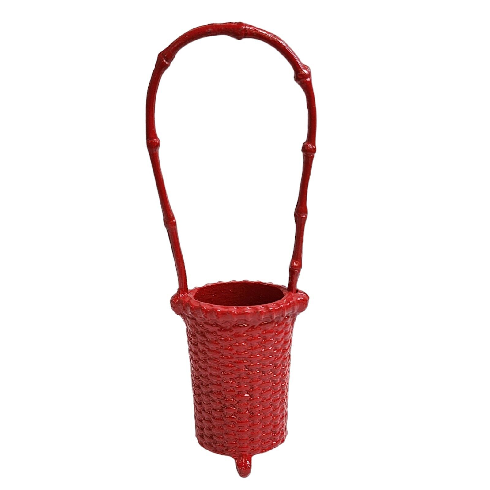 Vintage Red Cast Iron Basket 10.75\