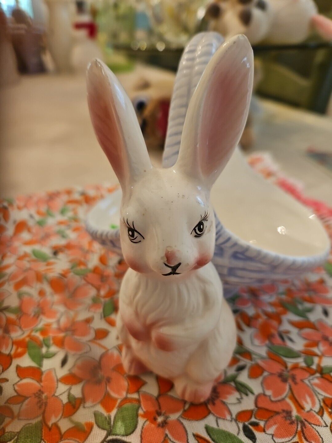 Enesco Vintage Bunny Rabbit Basket
