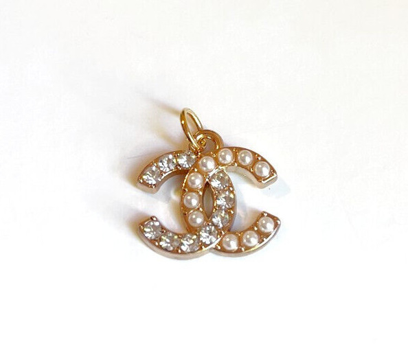 Designer Vintage Pearl and Rhinestone Button Zipper Pull STAMPED