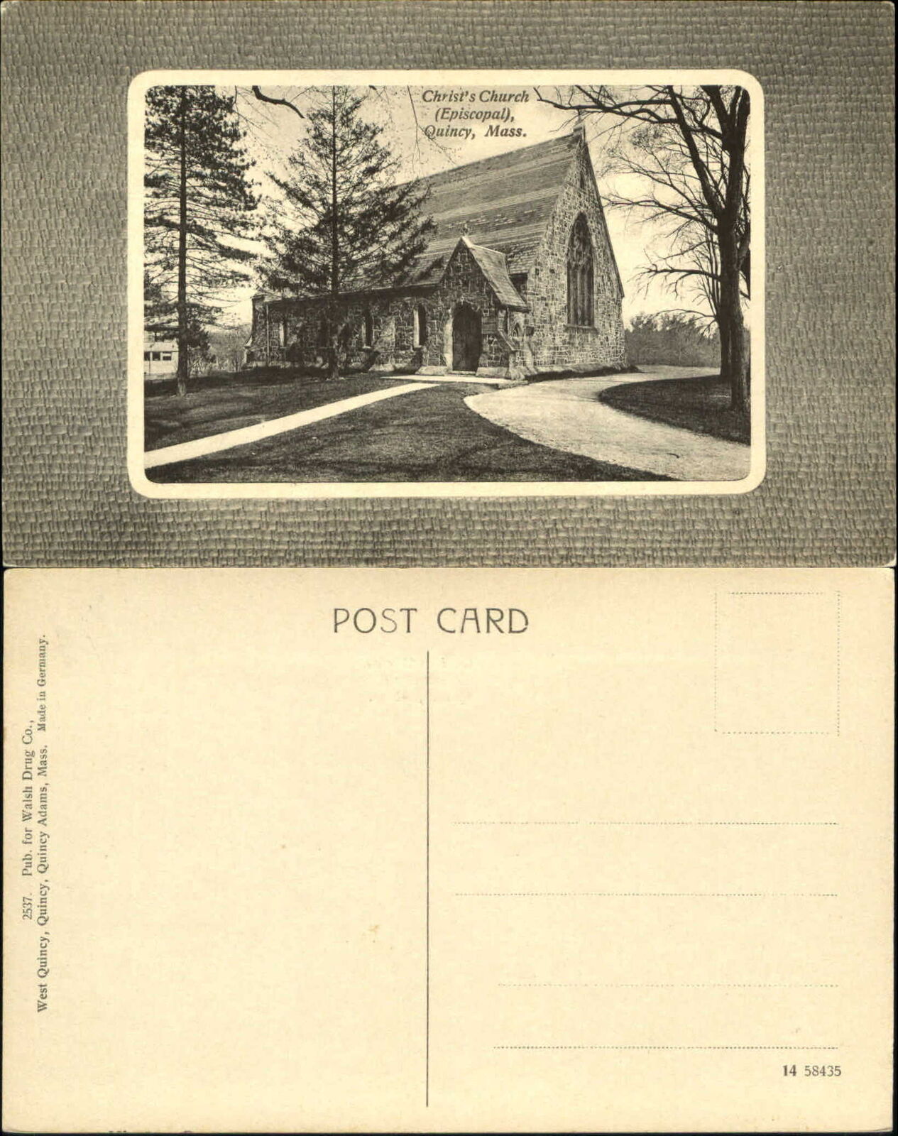 Christ\'s Church Episcopal Quincy Massachusetts vintage postcard