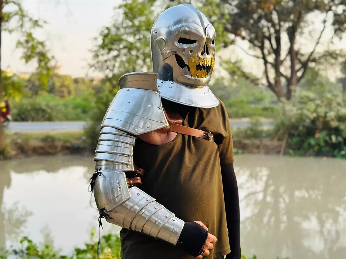Customizable Skull Ghost Helmet with Single Shoulder Armor Halloween Costume