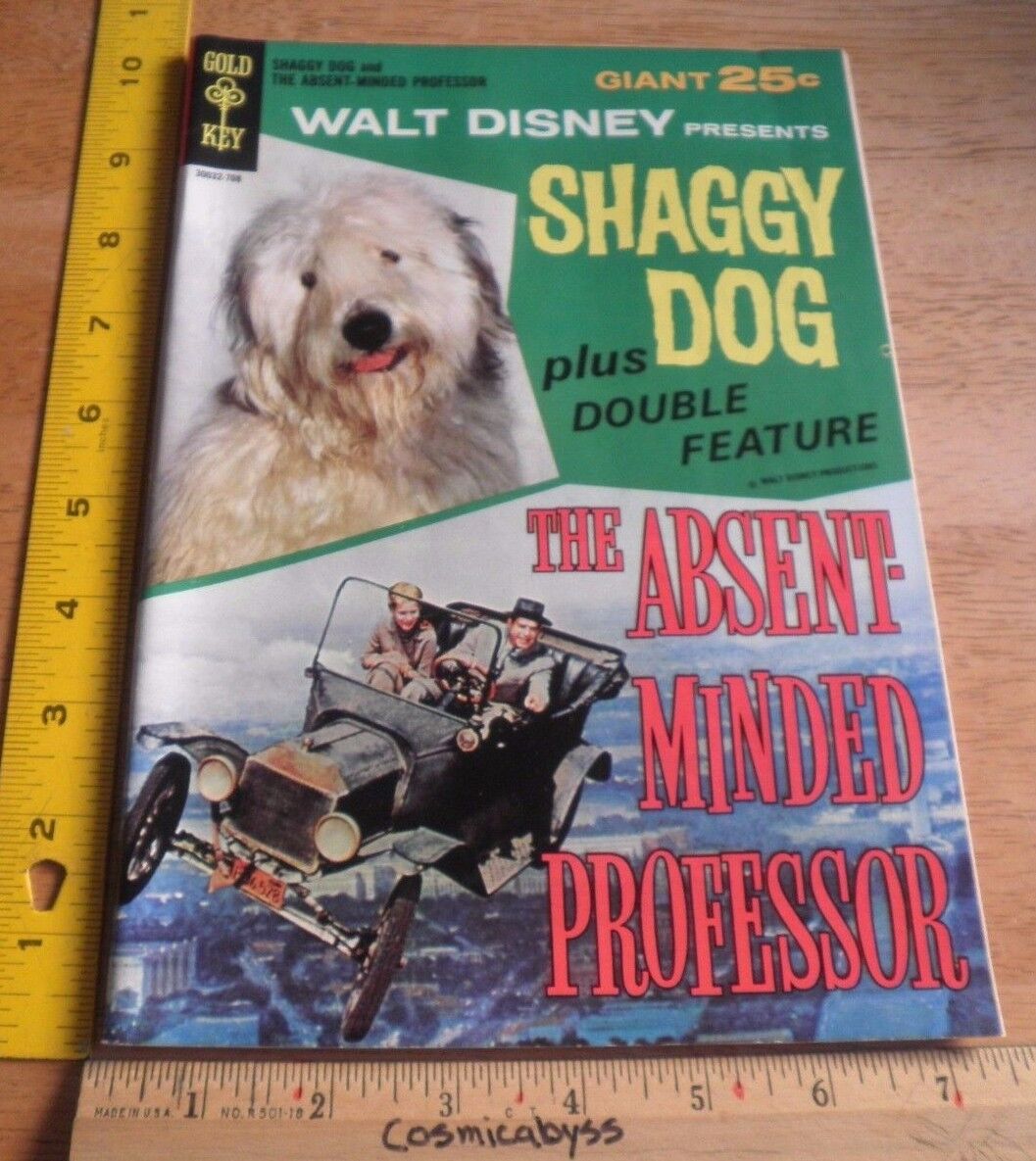 Shaggy Dog Absent Minded Professor Giant Gold Key VF 1960s Disney clean
