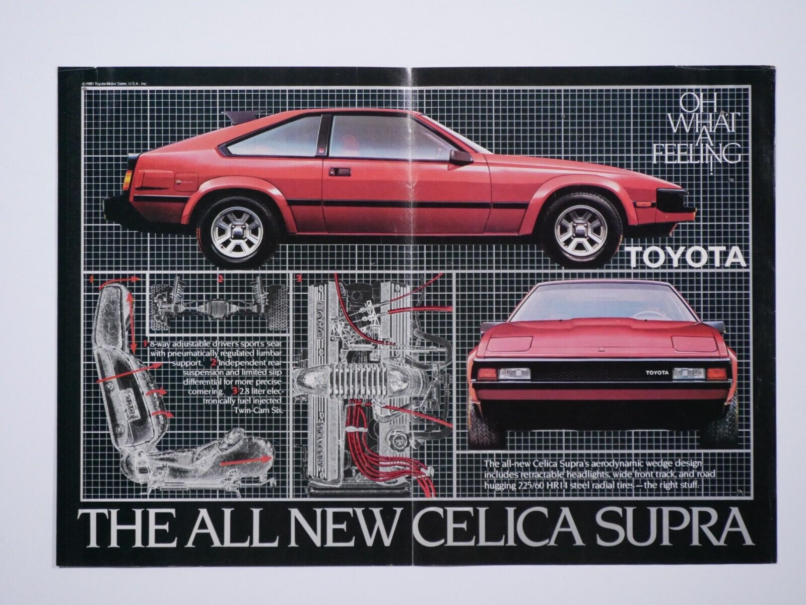 1982 Toyota Celica Supra 3 Page Foldout Vintage Original Print Ad 16 x 11\