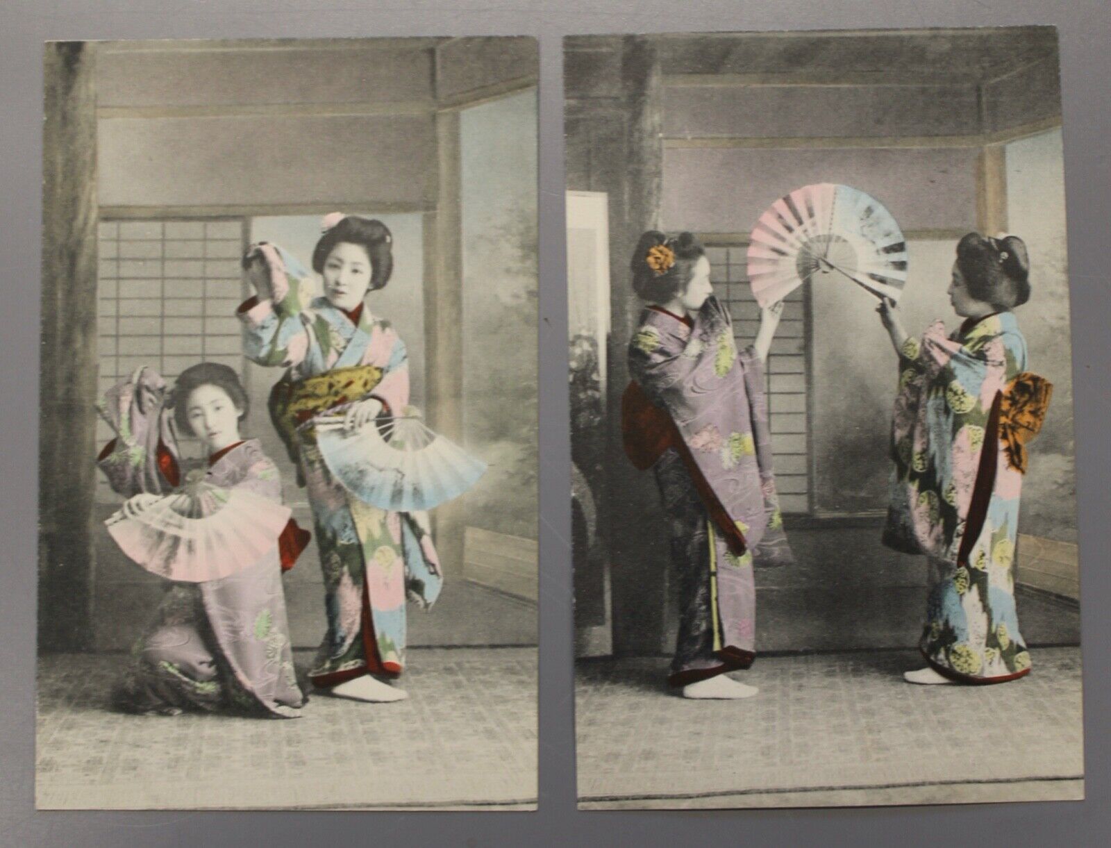 04/04. Pair of Antique Japanese Art Themed Postcards, Unposted