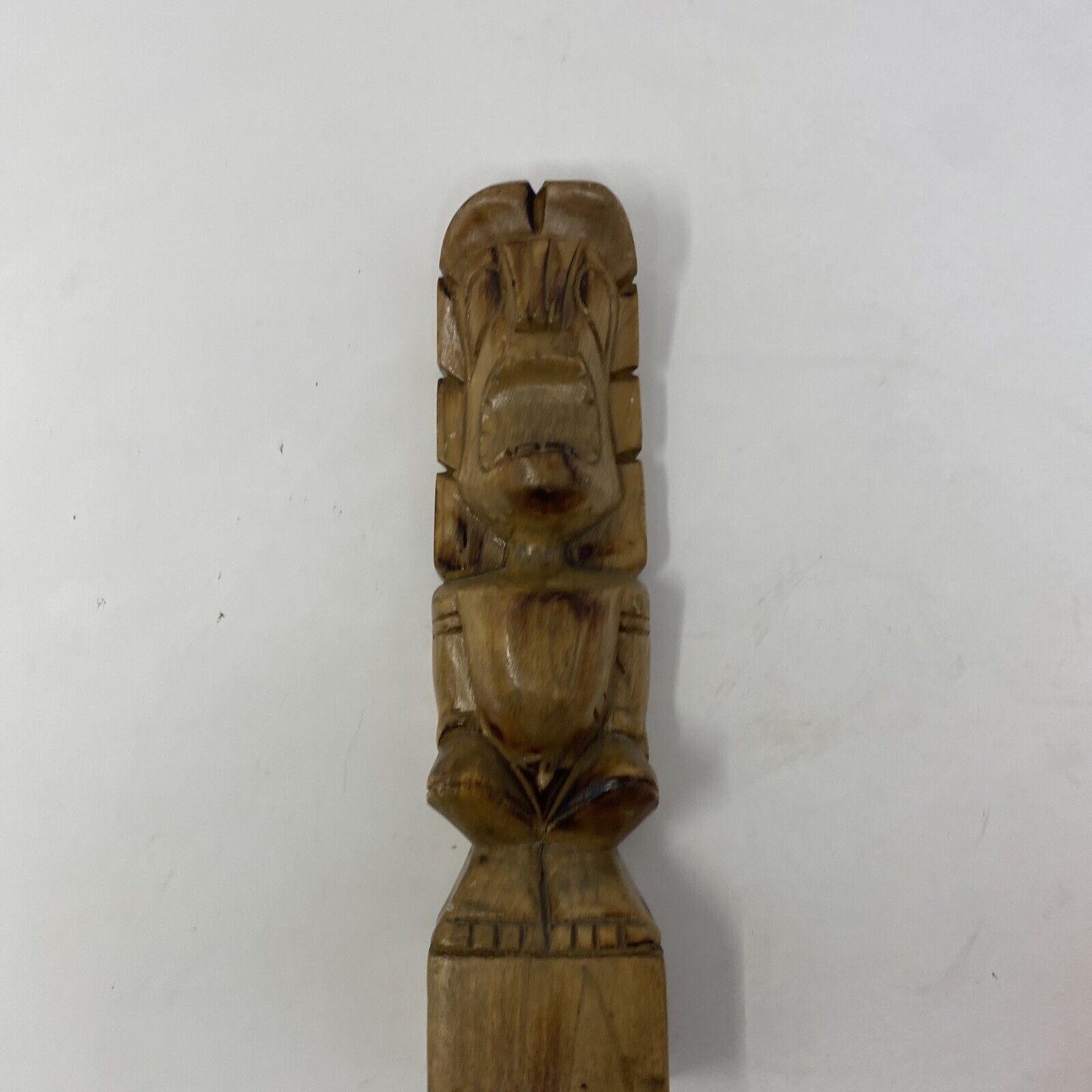Vintage Hand Carved Wooden Tiki Carving Totem Statue Maui  Hawaiian 10inches