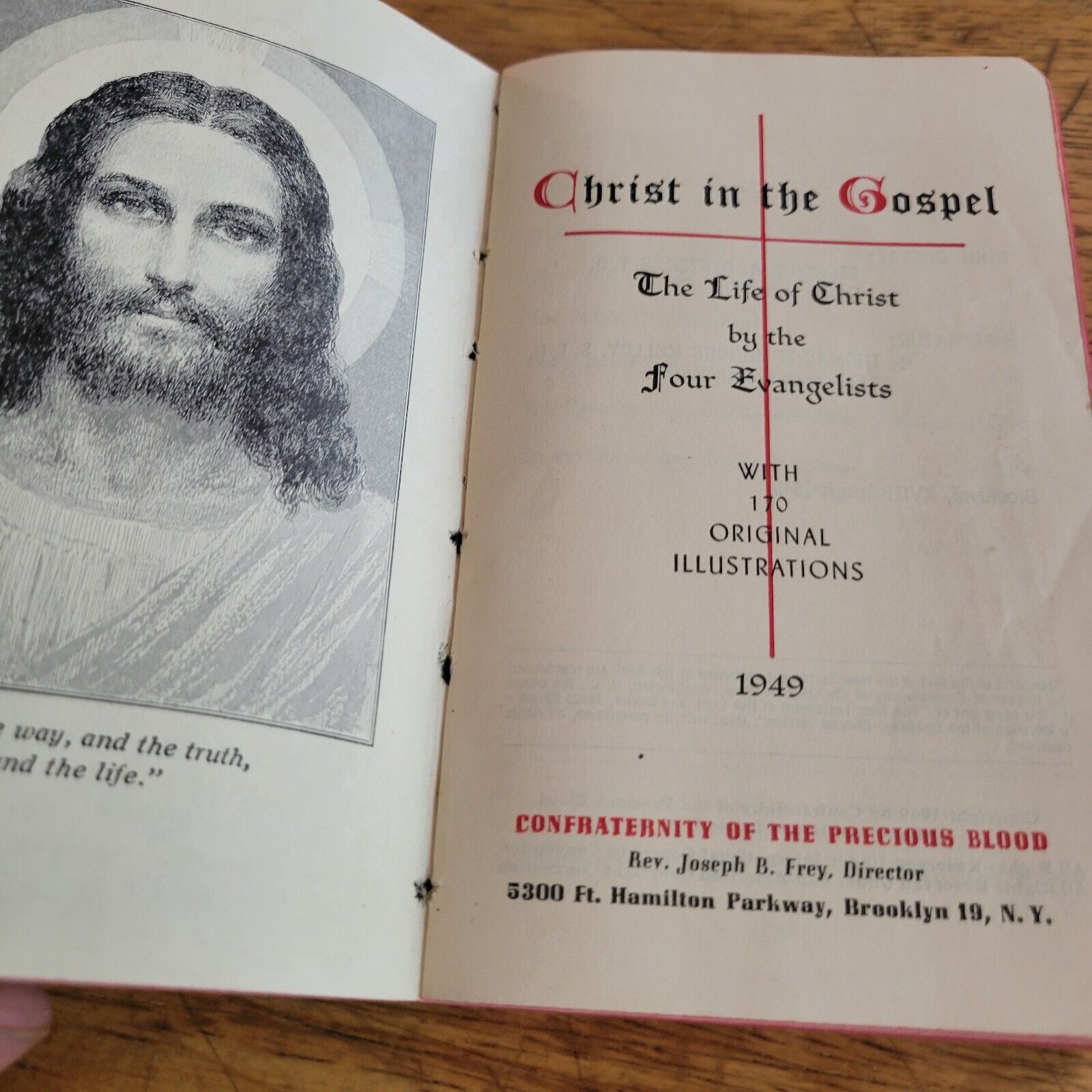 1949-Christ in the Gospel-By Father Frey-Illustrated Pocket Prayer Book Vintage