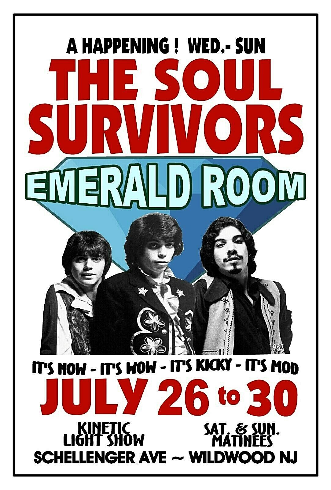 THE SOUL SURVIVORS 1967 EMERALD ROOM Nightclub POSTER CLUB Wildwood NJ