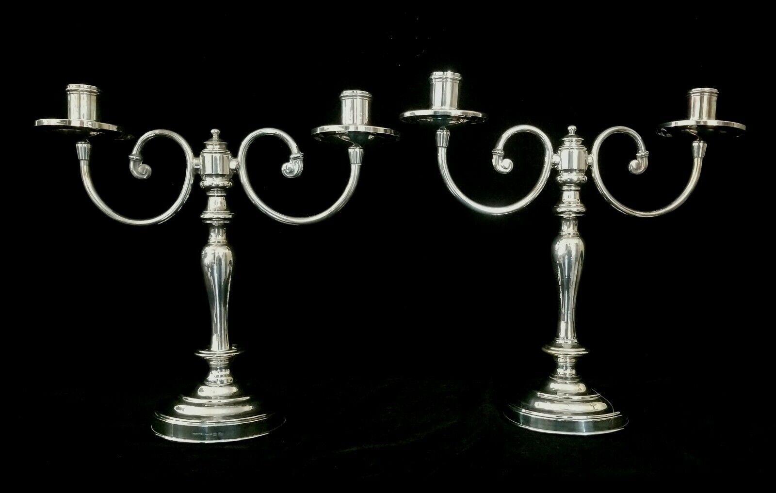 Vintage Pair Silver Plated Bronze Christofle Candelabras Fleuron France VFINE
