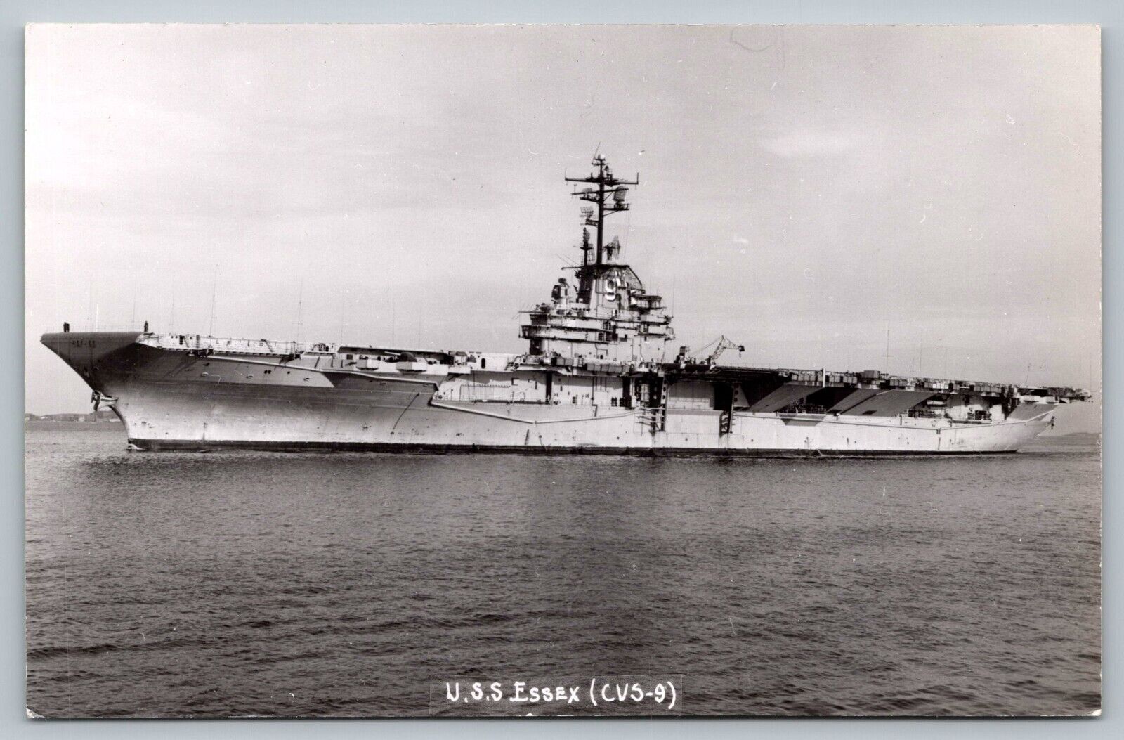 Postcard USS Essex CVS-9 Navy Aircraft Carrier Naval Ship Military RPPC