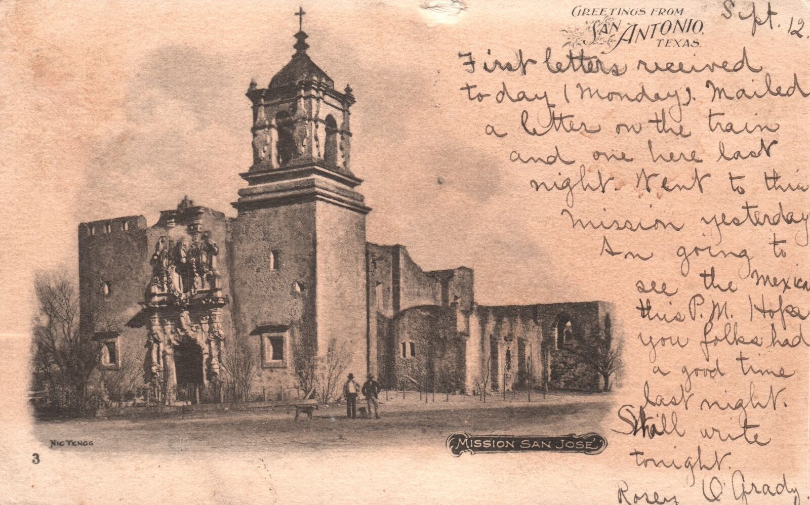 Vintage Postcard 1904 Greetings From San Antonio Texas Mission San Jose Bldg. TX