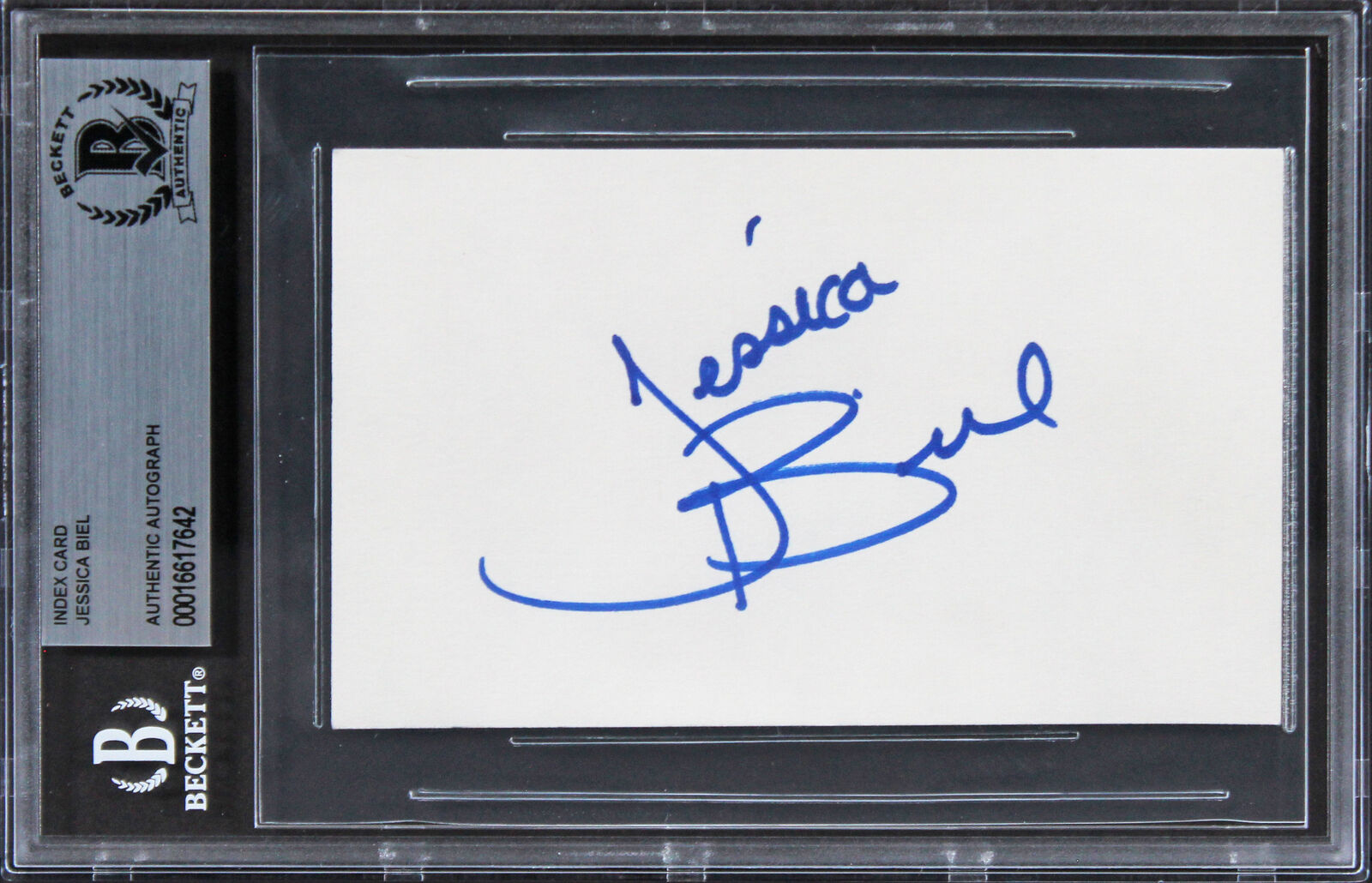 Jessica Biel 7th Heaven Authentic Signed 3x5 Index Card Autographed BAS Slabbed