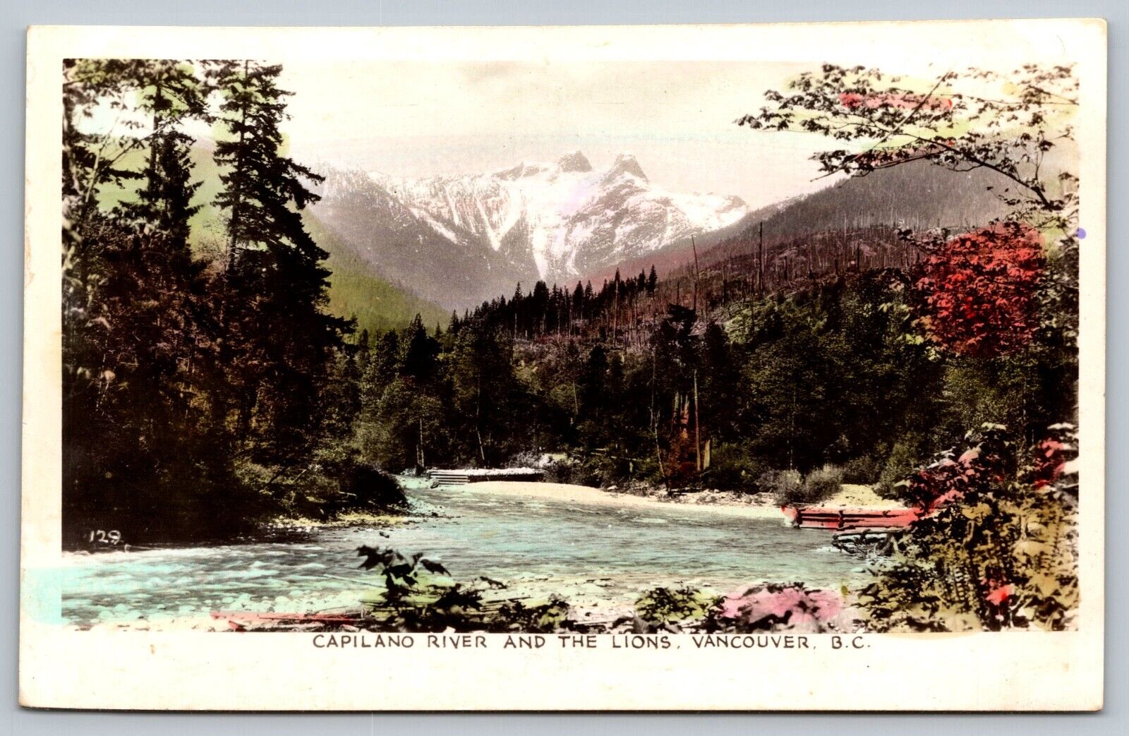 Postcard Vtg Canada Capilano River And The Lions Vancouver Nature