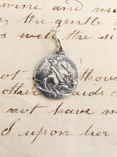 St George Small Medal- Sterling Silver Replica