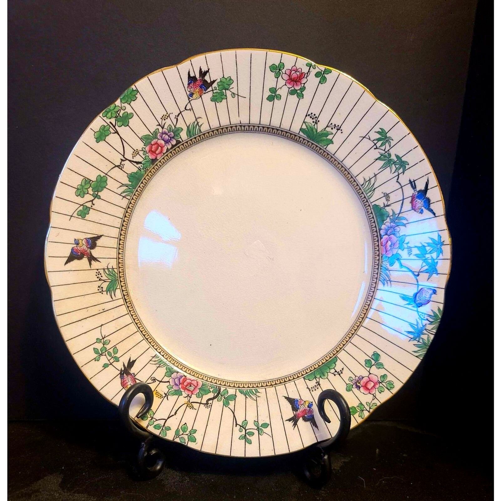 Vintage Booths Silicon China England Springtime 10” Dinner Plates 1930s 3ct.