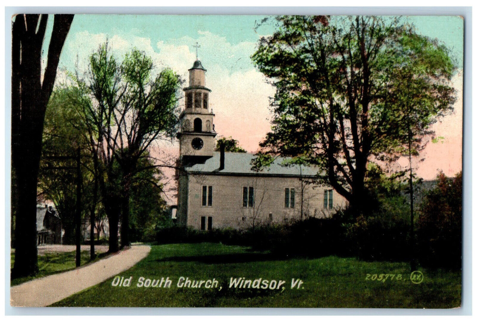 1915 Old South Church Street Trees View Windsor Vermont VT, Hanover NH Postcard