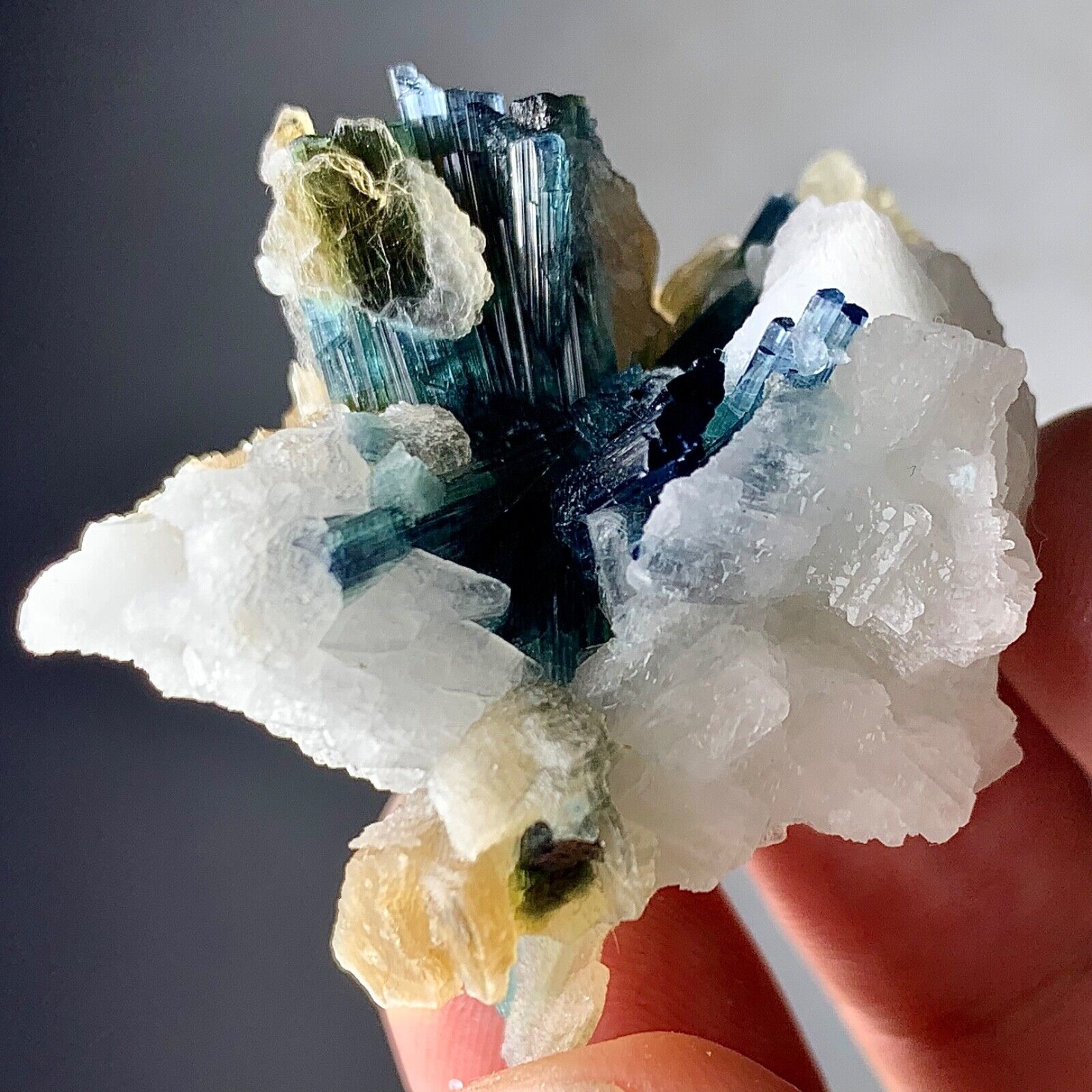 122 Carat Indicolite Tourmaline Crystal Bunch With Feldspar From Afghanistan