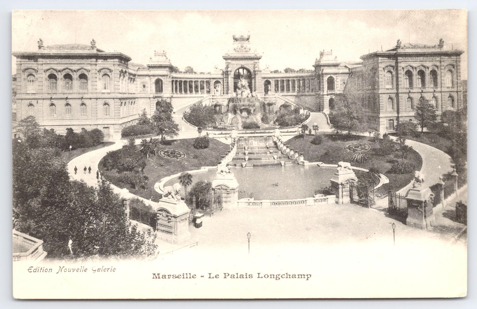 Vtg Marseille Palais Longchamp Palace Aerial View Panorama France Carte Postale