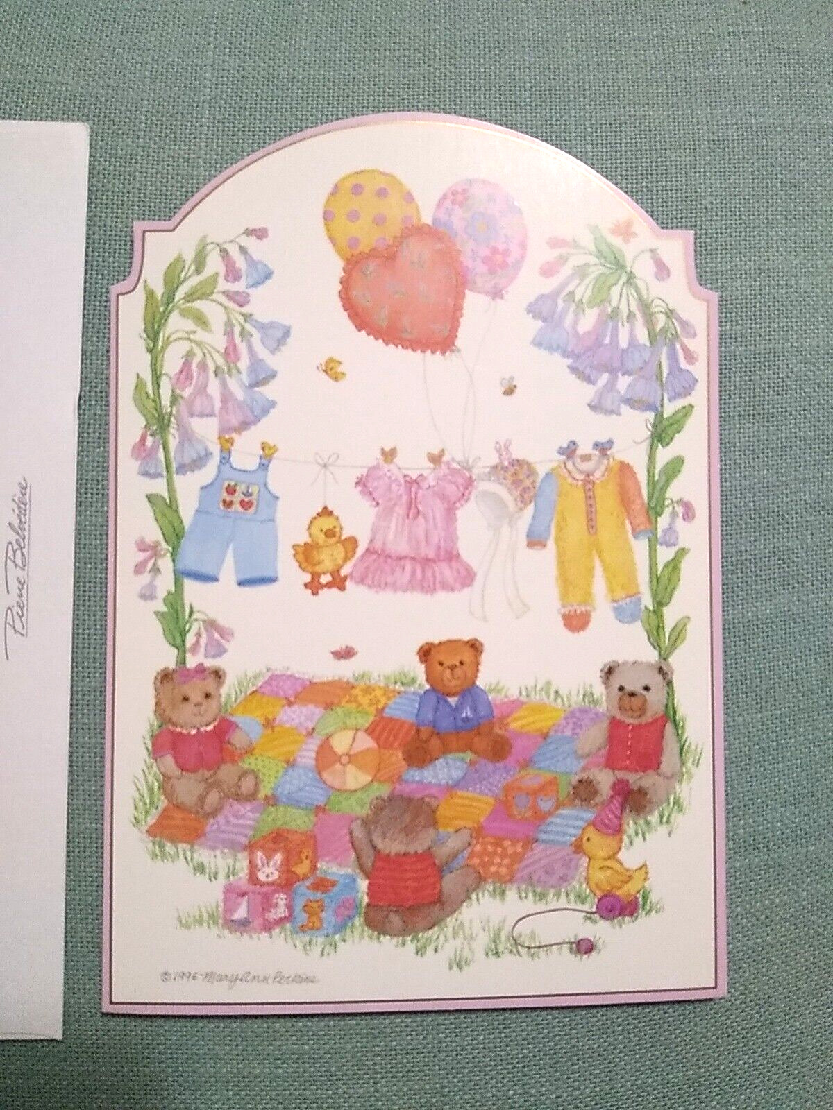 VTG NOS 90S Caspari Baby Shower BEARS Greeting Card ORIGINAL By MARY Ann Perkins