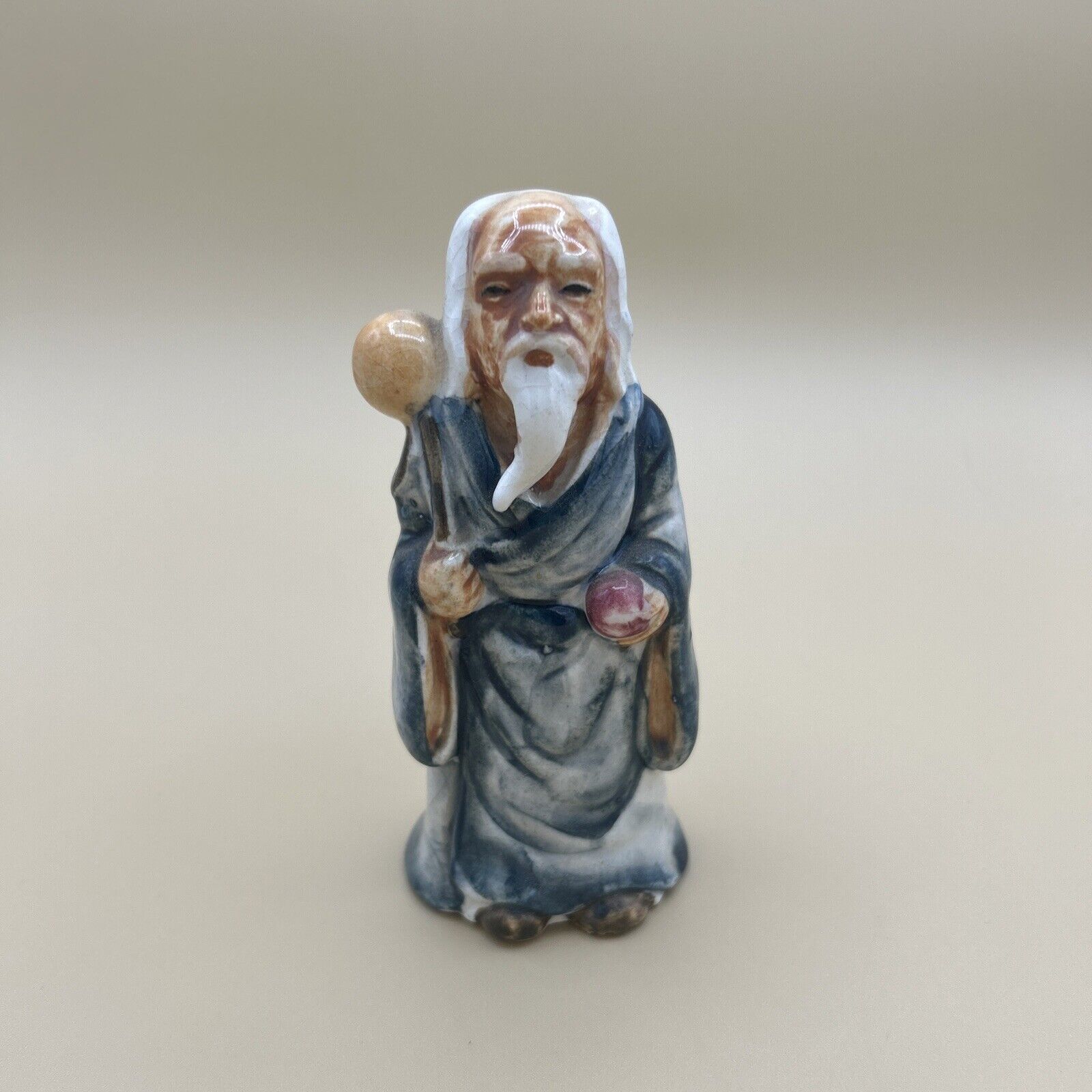 Vintage Old Wise Man Sage With Staff Porcelain Figurine 5”