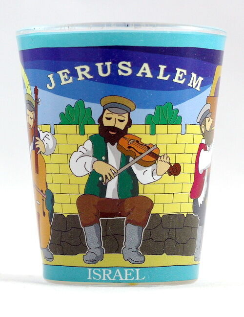 JERUSALEM ISRAEL FOLK MUSICIANS SHOT GLASS SHOTGLASS